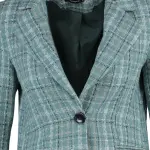Veste blazer en tweed basique vert à carreaux