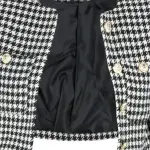 Veste basique en tweed noir à carreaux